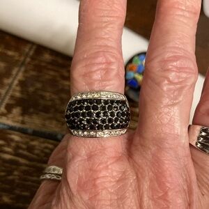 Vintage Park Lane black and clear CZ band ring size 9 on sizer